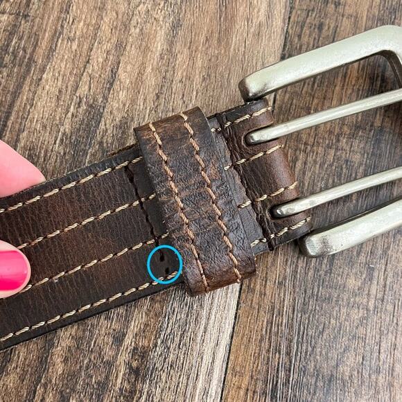 VTG Y2K Aeropostale Leather Belt Double Prong Distressed Rugged Size Large Brown - Picture 6 of 16